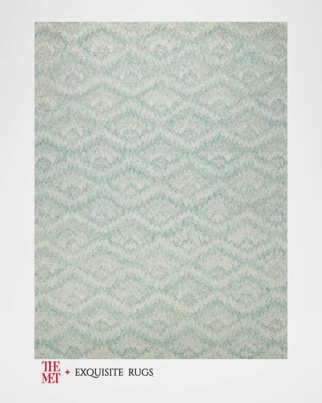 Bargello Hand-Tufted Turquoise Rug, 6' x 9'